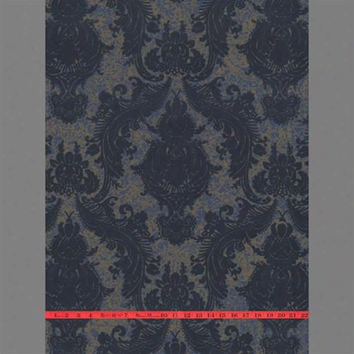 Blue Heirloom Velvet Flocked Wallpaper Design By Burke Decor