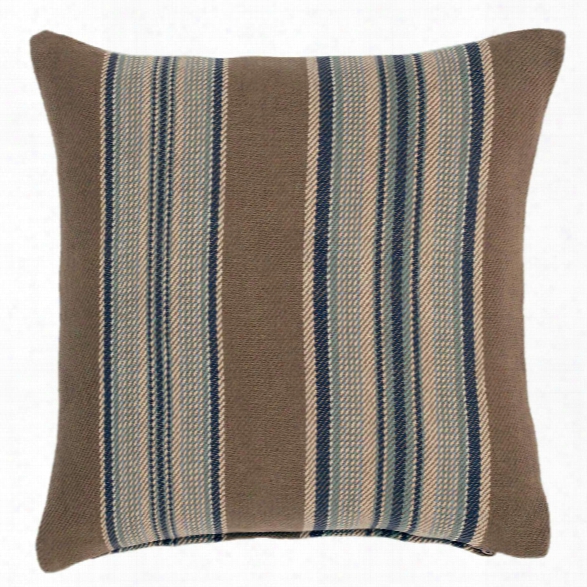 Blue Heron Stripe Woven Cotton Decorative Pillow By Dash Albert