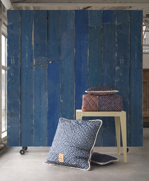 Blue Scrapwood Wallpaper Design By Piet Hein Eek For Nlxl Wallpaper