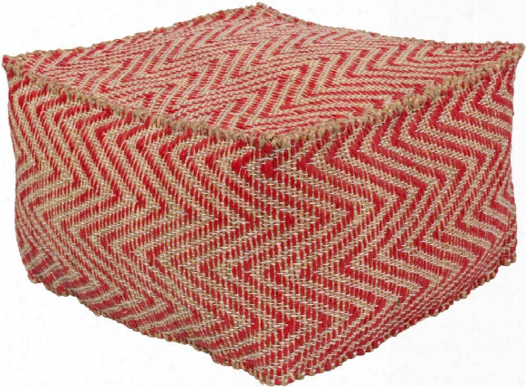 Bodega Plastic Pouf In Bright Red And Khaki Color