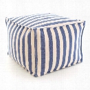 Trimaran Stripe Denim/Ivory Indoor/Outdoor Pouf design by Fresh American