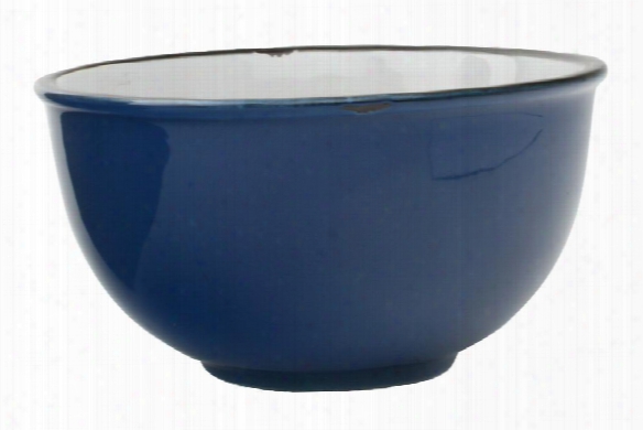 Tinware Tall Bowl In Blue Design By Canvas