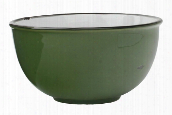 Tinware Tall Bowl In Green Design By Canvas