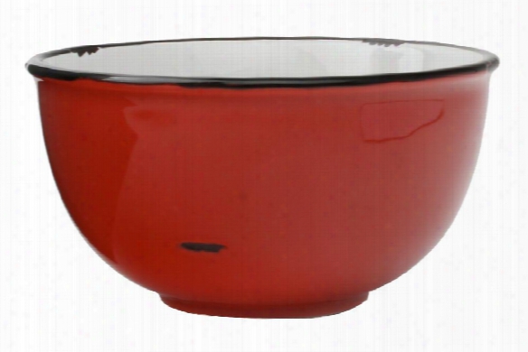 Tinware Tall Bowl In Red Design By Canvas