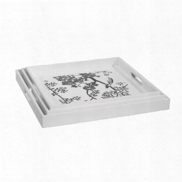 Toile Square Nesting Trays In Black & White Design By Bungalow 5