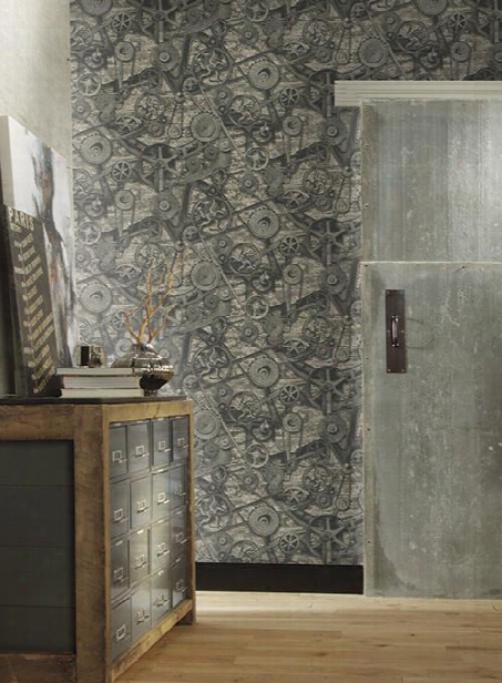 Torque Wallpaper In Dark Grey And Silver Design By Carey Lind For York Wallcoverings