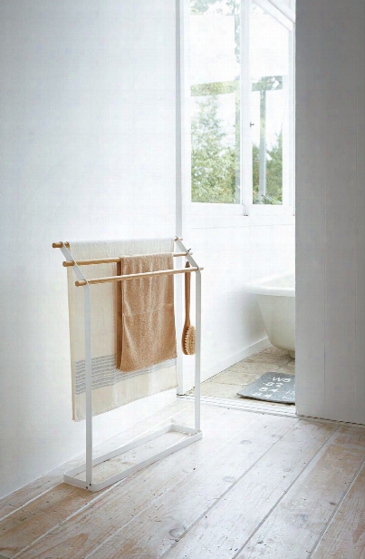 Tosca Bath Towel Hanger In White Design By Yamazaki
