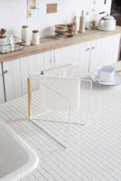 Tosca Folding Dish Towel Hanger In White Design By Yamazaki