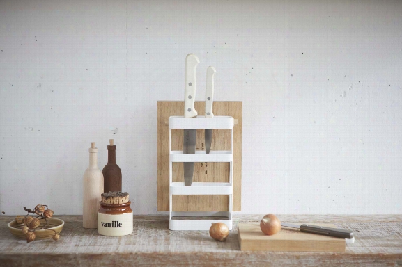 Tosca Knife & Cuttting Board Stand In White Design By Yamazaki