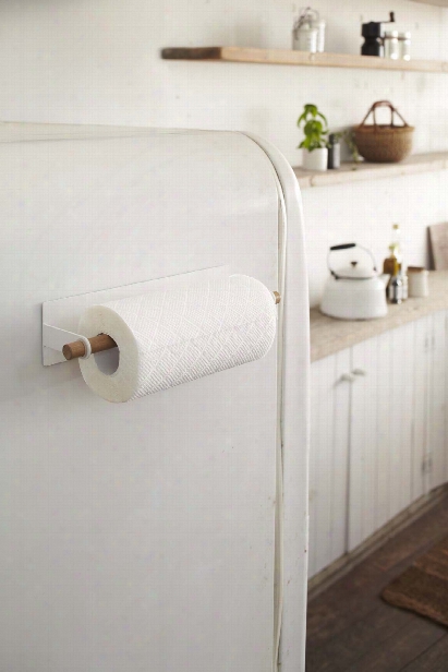 Tosca Magnetic Paper Towel Holder In White Design By Yamazaki