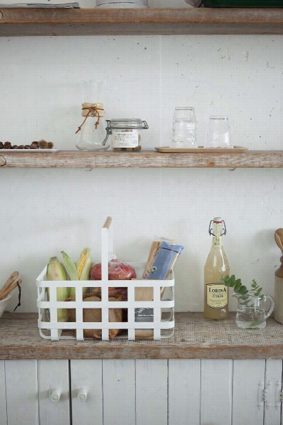 Tosca Storage Basket W/ Handle In White Design By Yamazaki