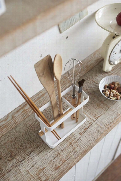 Tosca Wide Tool Stand In White Design By Yamazaki