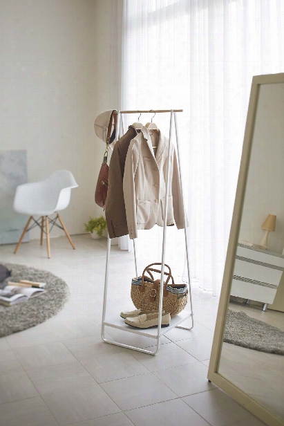 Tower Free Standing Hanger In White Design By Yamazaki