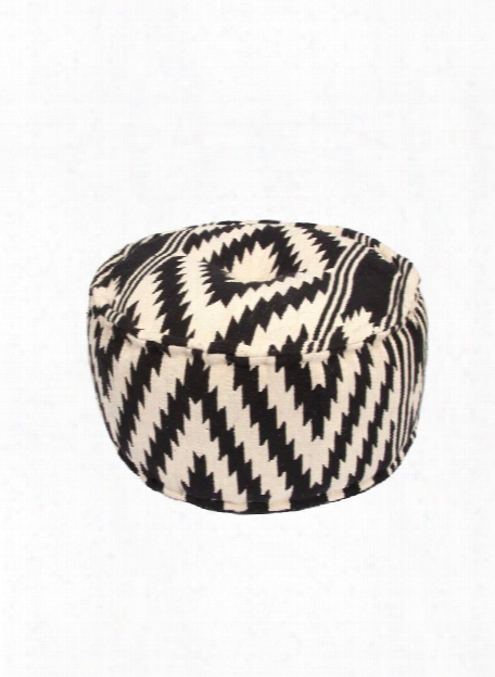 Traditions Pouf In Peat & Turtle Dove Design By Jaipur