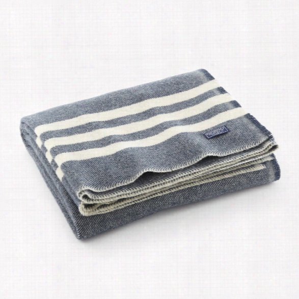 Trapper Wool Throw In Navy Design By Faribault