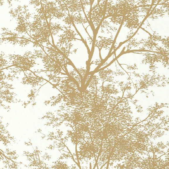 Tree Silhouette Wallpaper In Gold From The Ashford Whites Collection By York Wallcoverings