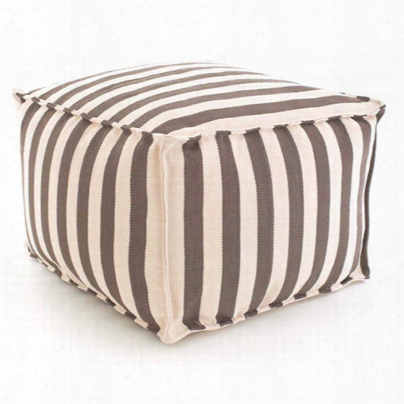 Trimaran Stripe Charcoal/ivory Pouf Design By Fresh American