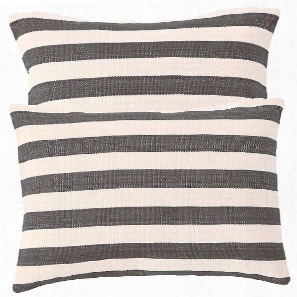 Trimaran Stripe Graphite/ivory Indoor/outdoor Pillows Design By Fresh American