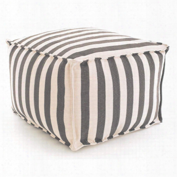 Trimaran Stripe Graphite/ivory Indoor/outdoor Pouf Design By Fresh American