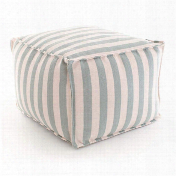 Trimaran Stripe Light Blue/ivory Indoor/outdoor Pouf Design By Fresh American