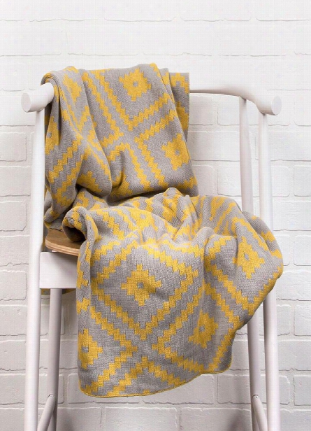 Trinity Throw In Neutral Gray & Oil Yellow Design By Jaipur