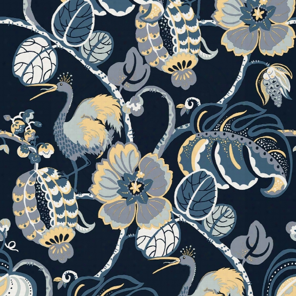 Tropical Fete Self Adhesive Wallpaper In Azure Blue By Genevieve Gorder For Tempaper