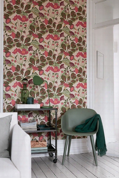 Tropisk Pink Floral Wallpaper From The Wonderland Collection By Brewster Home Fashions