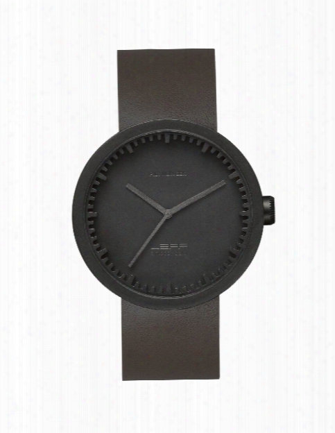 Tube Watch In Black W/ Brown Leather Strap Design By Leff Amsterdam