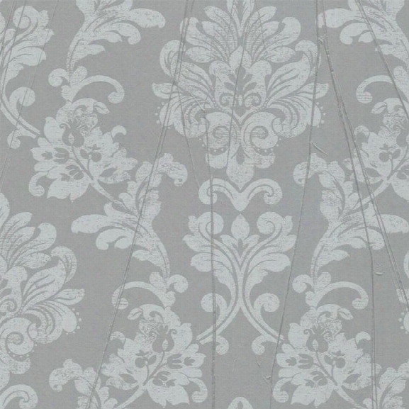 Tuck Tapestry Wallpaper N Metallic Grey And Soft Aqua By Antonina Vella For York Wallcoverings