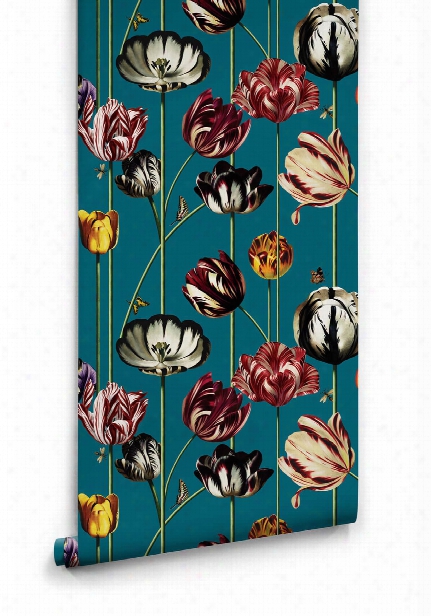 Tulipa Wallpaper (two Rolls) In Blue From The Kingdom Home Collection By Milton & King