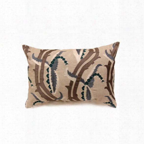Turkish Vine 16" X 24" Pillow In Natural, Blue And Taupe Design By Bliss Studio