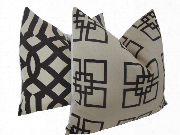 Two Decorative Designer Pillows Creme & Chocolate Brwon By Nena Von