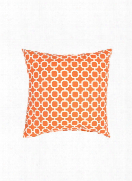 Veranda Pillow In Jaffa Orange & Bright White Design By Jaipur