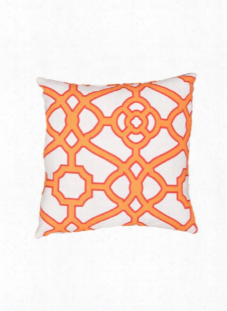 Veranda Pillow In Snow White & Blazing Orange Design By Jaipur