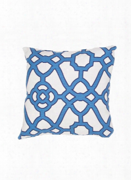 Veranda Pillow In Snow White & Cendre Blue Design By Jaipur