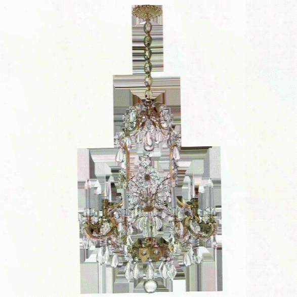 Vestry Chandelier In Hand-rubbed Antique Brass W/ Crystal Design By Aerin