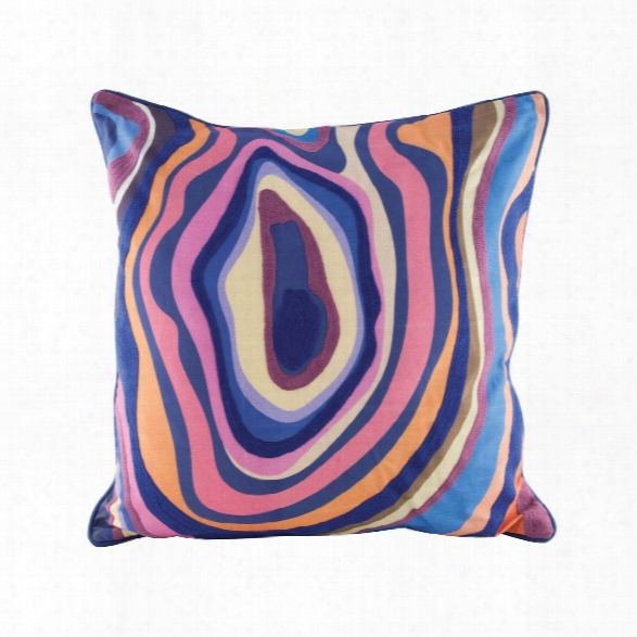 Vibrant Agate Pillow W/ Goose Down Insert Designn By Lazy Susan