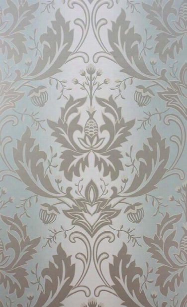 Viceroy Wallpaper In Aqua And Gilver By Matthew Williamson For Osborne & Little