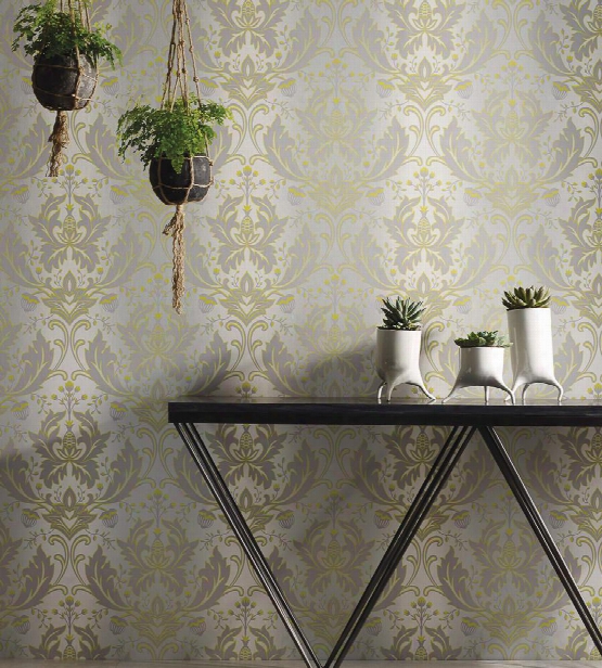Viceroy Wallpaper In Lime And Grey By Matthew Williamson For Osborne & Little