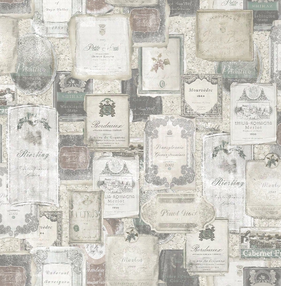 Vintage Wine Wallpaper In Aged Neutral From The Vintage Home 2 Collection By Wallquest