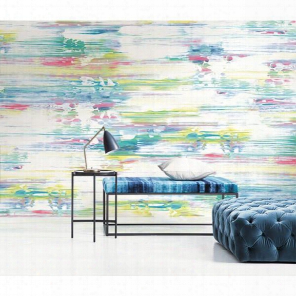 Watercolor Brushstrokes Wall Mural In Green, Pink, And Yellow From The L'atelier De Paris Collection By Seabrook