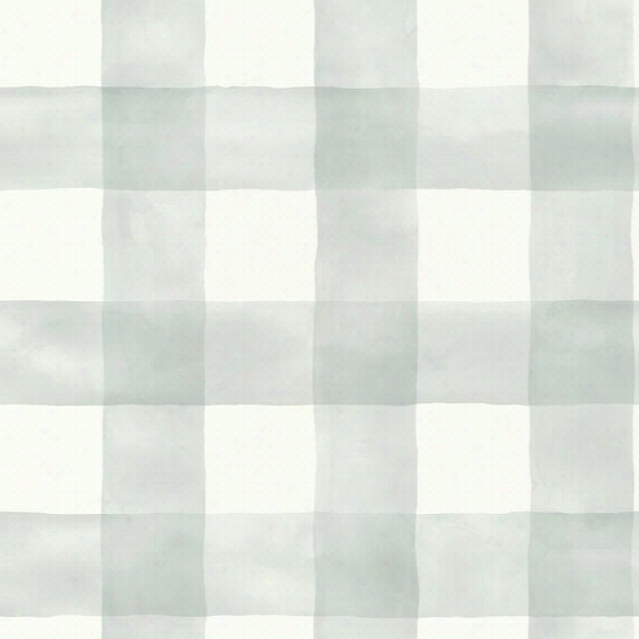 Watercolor Check Wallpaper In Soft Mint From The Magnolia Home Collection By Joanna Gaines