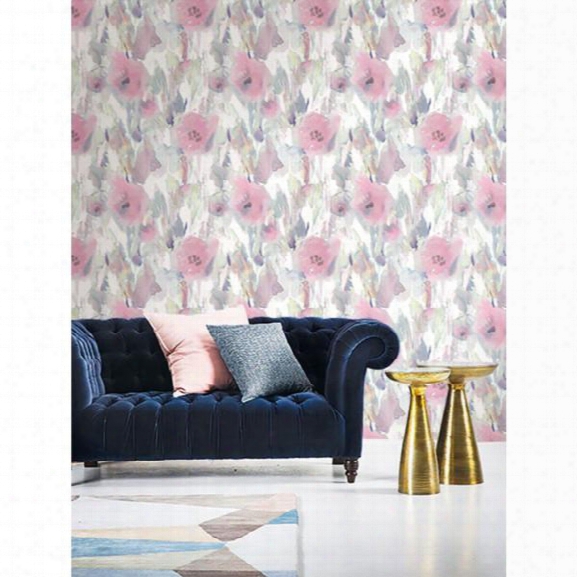 Watercolor Floral Wallpaper In Pink And Neutrals From The L'atelier De Paris Collection By Seabrook