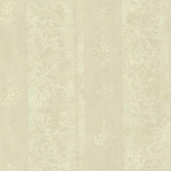Watercolor Scroll Stripe Wallpaper In Beige And Gold Design By York Wallcoverings