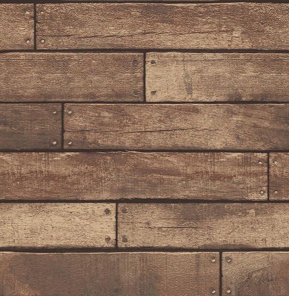 Weathered Brown Nailhead Plank Wallpaper From The Essentials Collection By Brewster Home Fashions