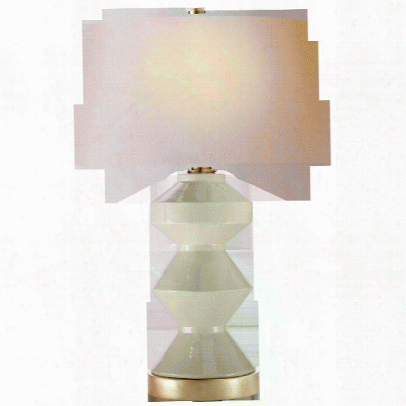 Weller Zig-zag Table Lamp In Various Finishes W/ Natural Paper Shade Design By E. F. Chapman