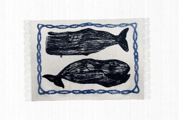 Whale Sketch Cotton Throw Design By Thomas Paul