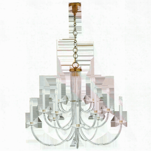 Wharton Chandelier In Clear Acrylic & Hand-rubbed Antique Brass Design By Aerin