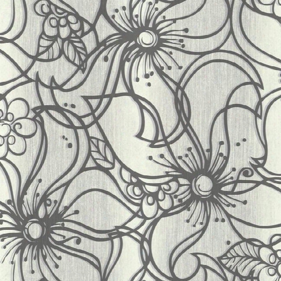 Whimsical Bloom Wallpaper In Charcoal Design By Stacy Garcia For York Wallcoverings