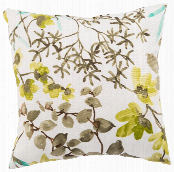 White & Brown Floral Gazebo Indoor/ Outdoor Throw Pillow Design By Jaipur